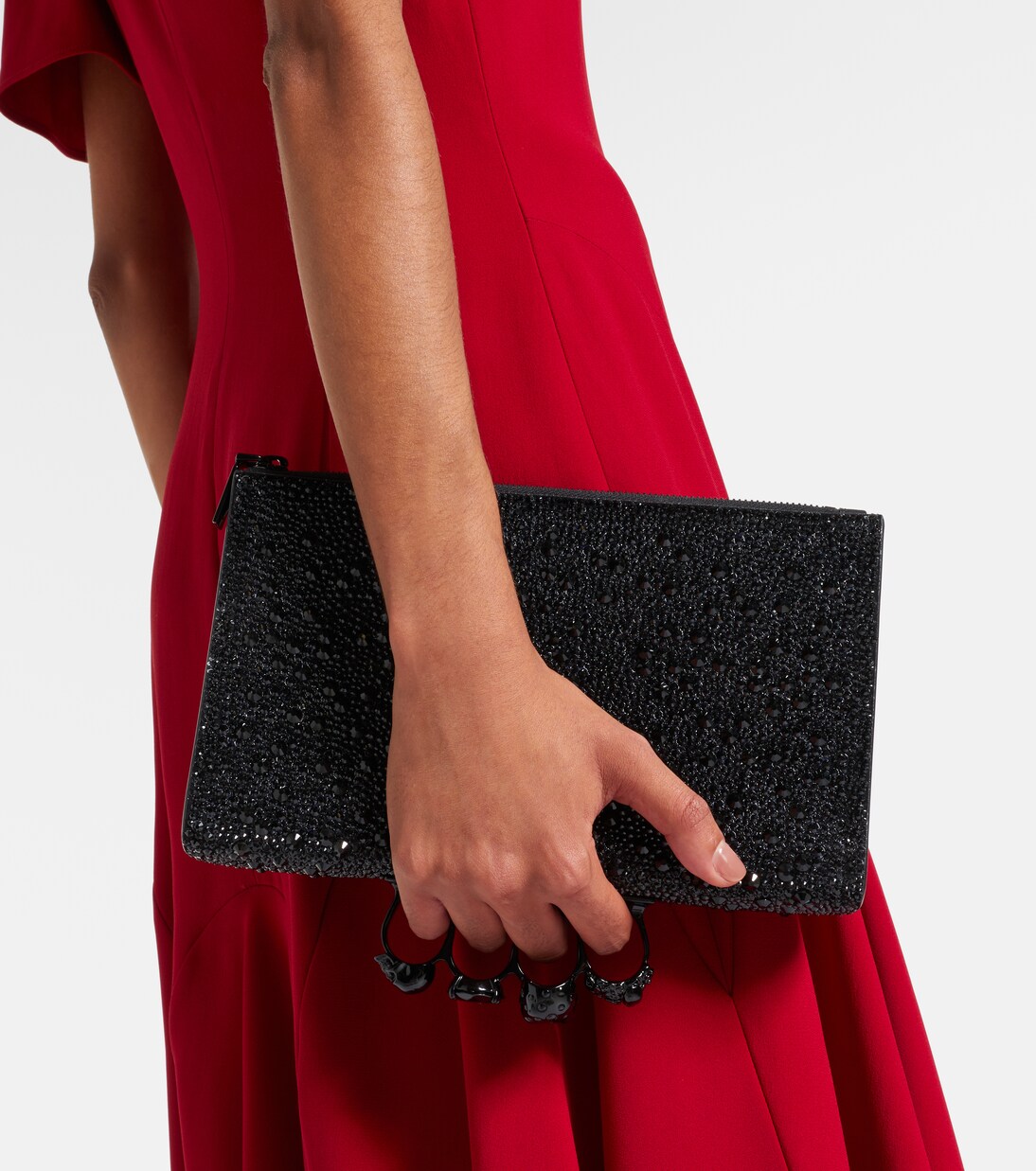 Skull Knuckle studded leather pouch | McQueen