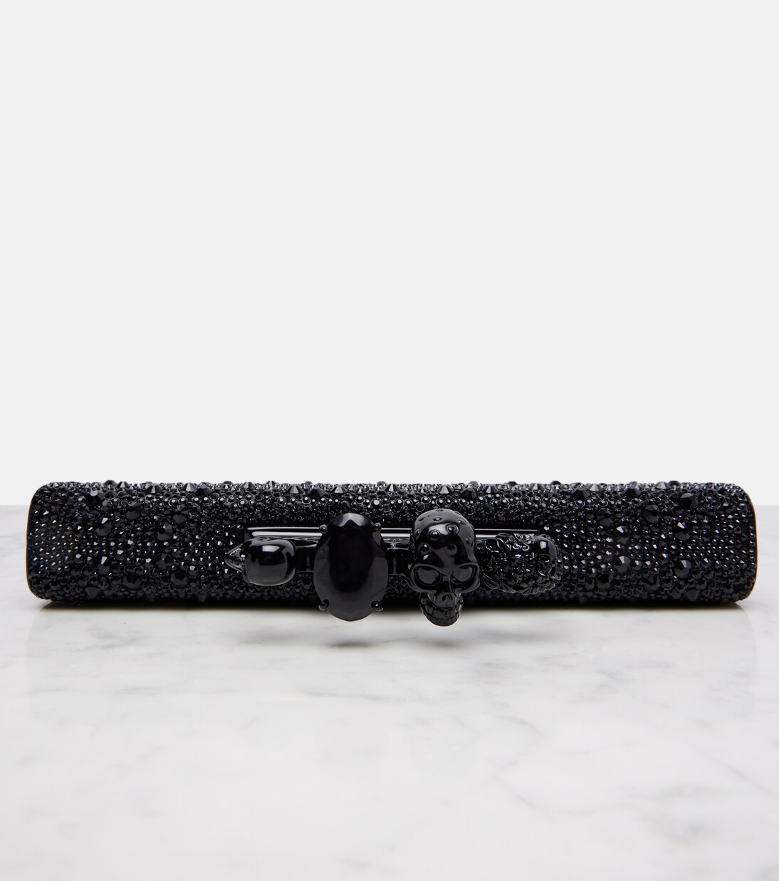 Skull Knuckle studded leather pouch | McQueen