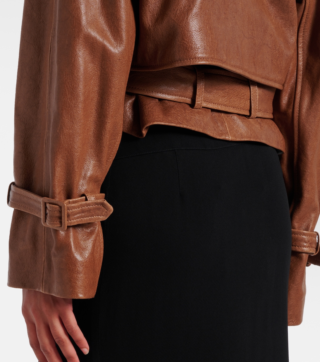 Cropped-Bikerjacke Hatti aus Leder | Nour Hammour