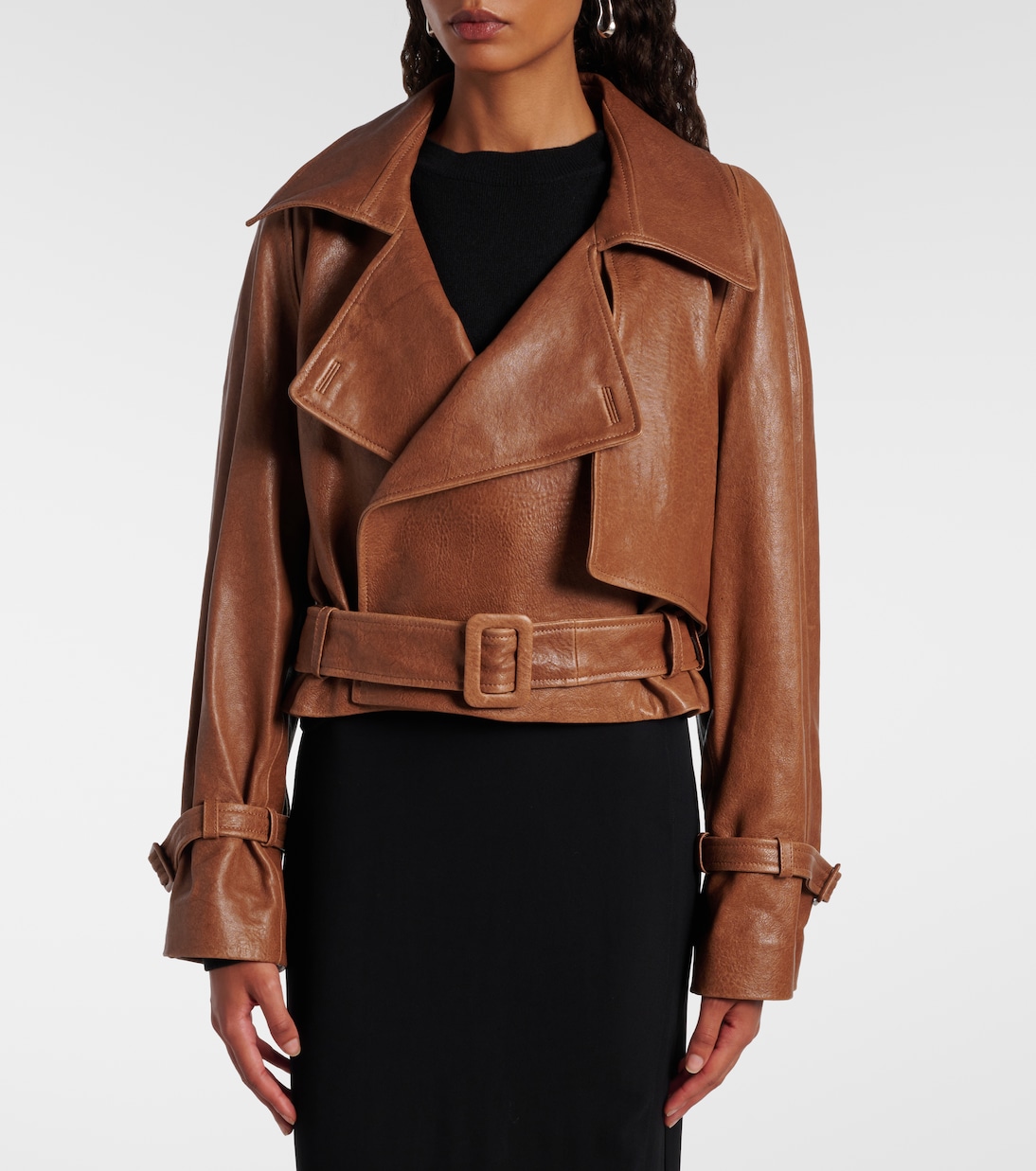 Cropped-Bikerjacke Hatti aus Leder | Nour Hammour