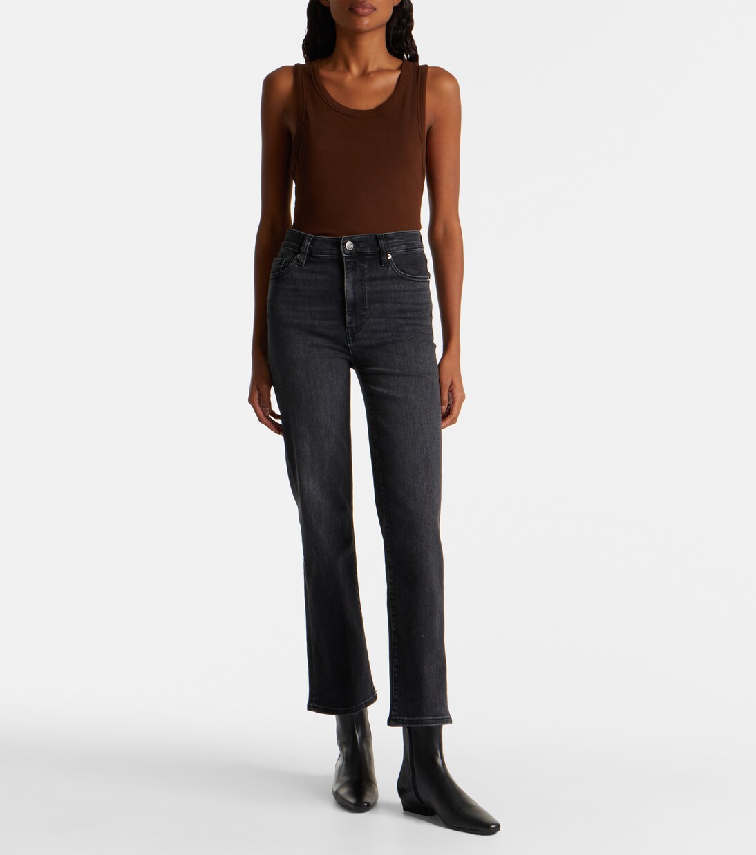 Le Sleek cropped high-rise straight jeans | Frame