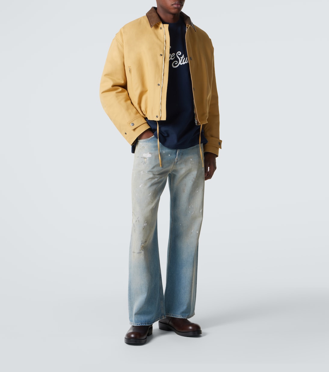 Leather-trimmed cotton satin blouson jacket | Acne Studios