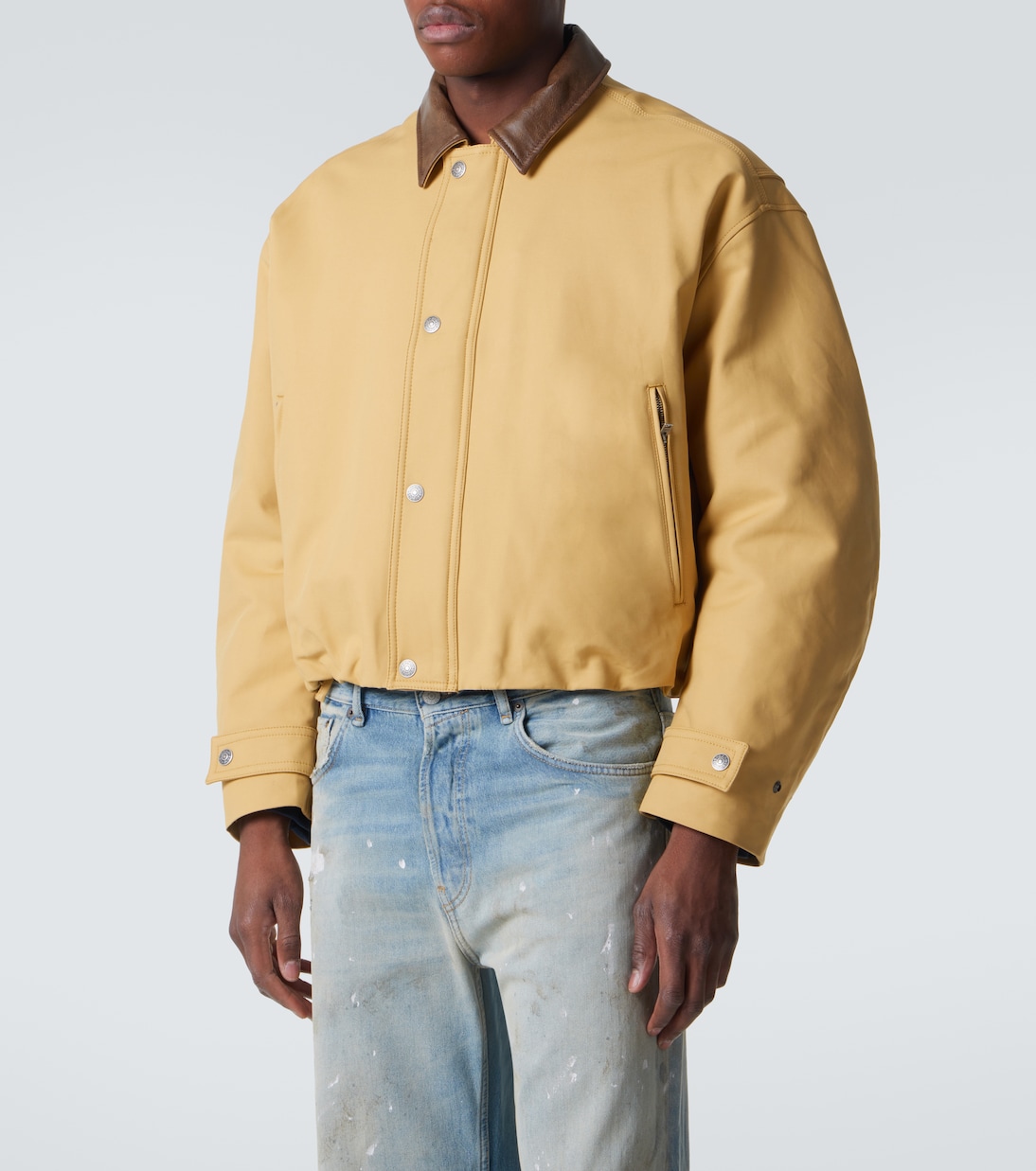 Leather-trimmed cotton satin blouson jacket | Acne Studios