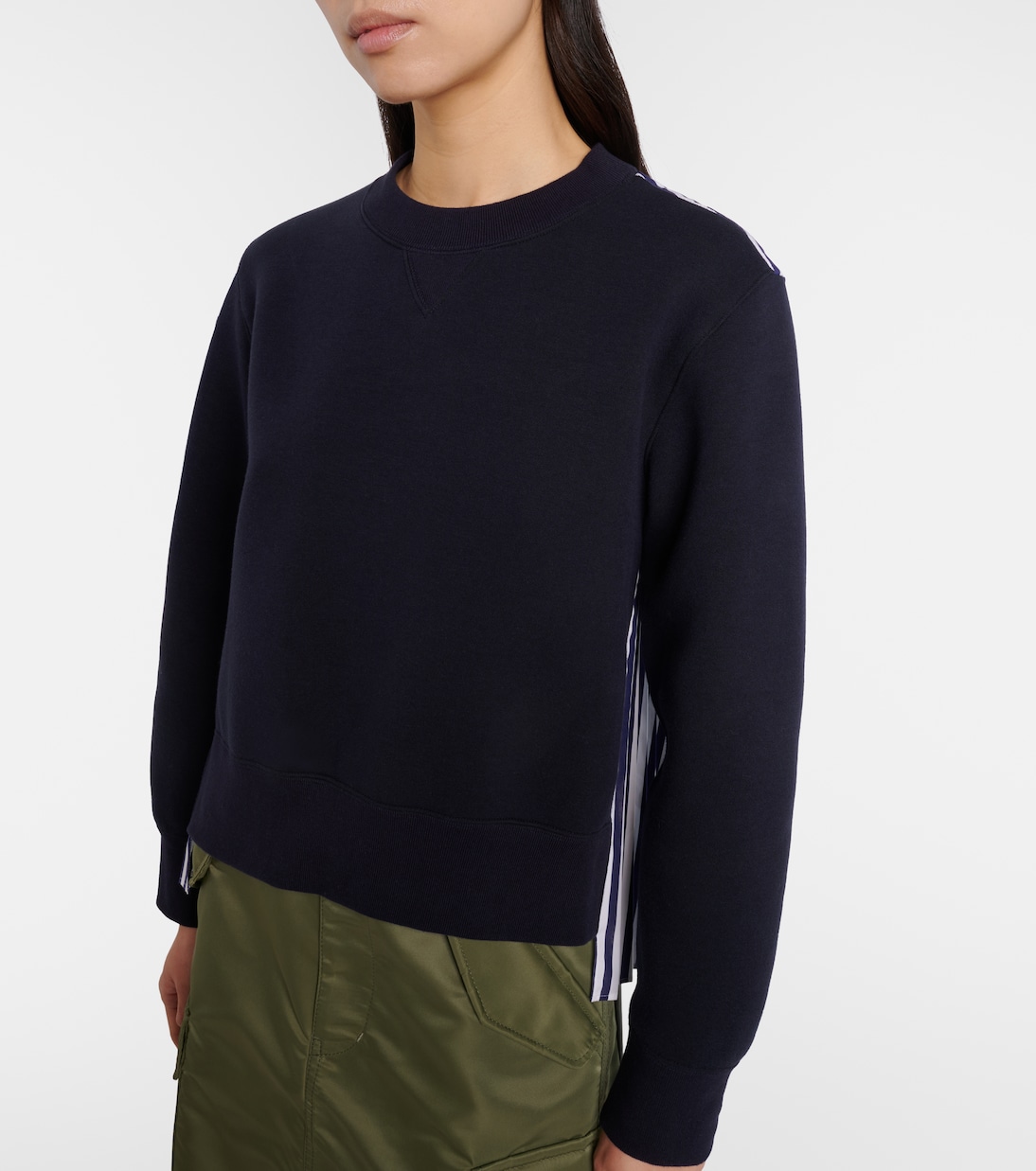 Striped cotton-blend sweatshirt  | Sacai