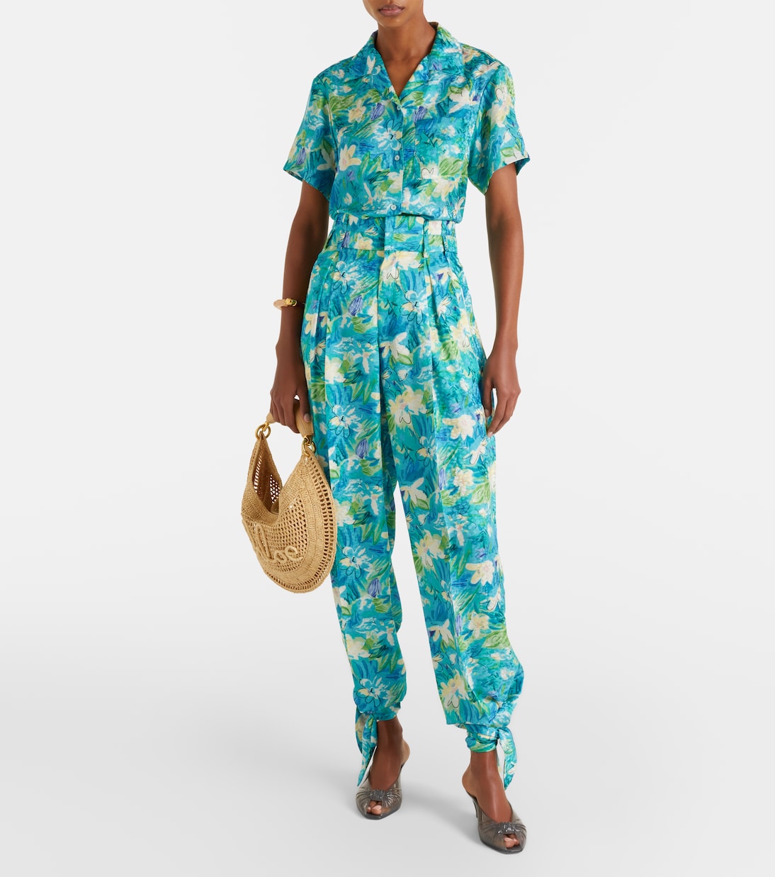 Floral cotton-blend bowling shirt | Chloé