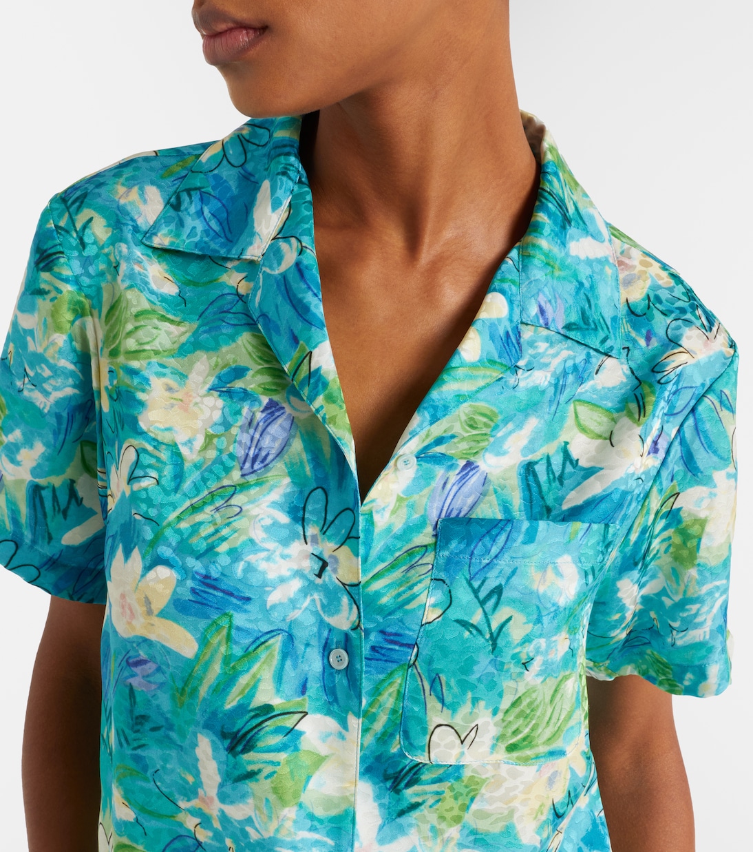 Floral cotton-blend bowling shirt | Chloé