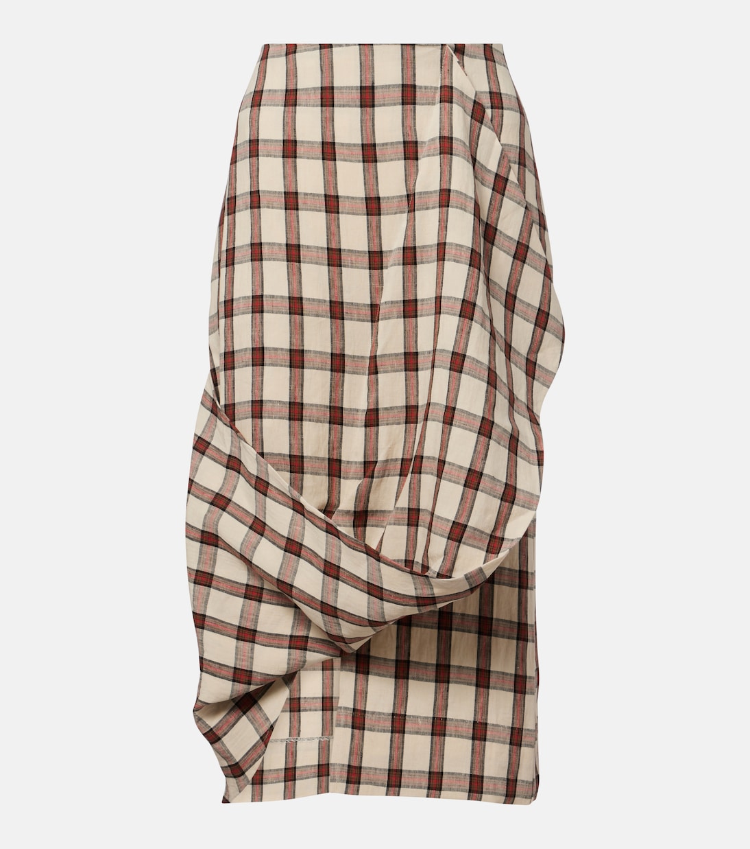 Checked linen midi skirt | Róhe