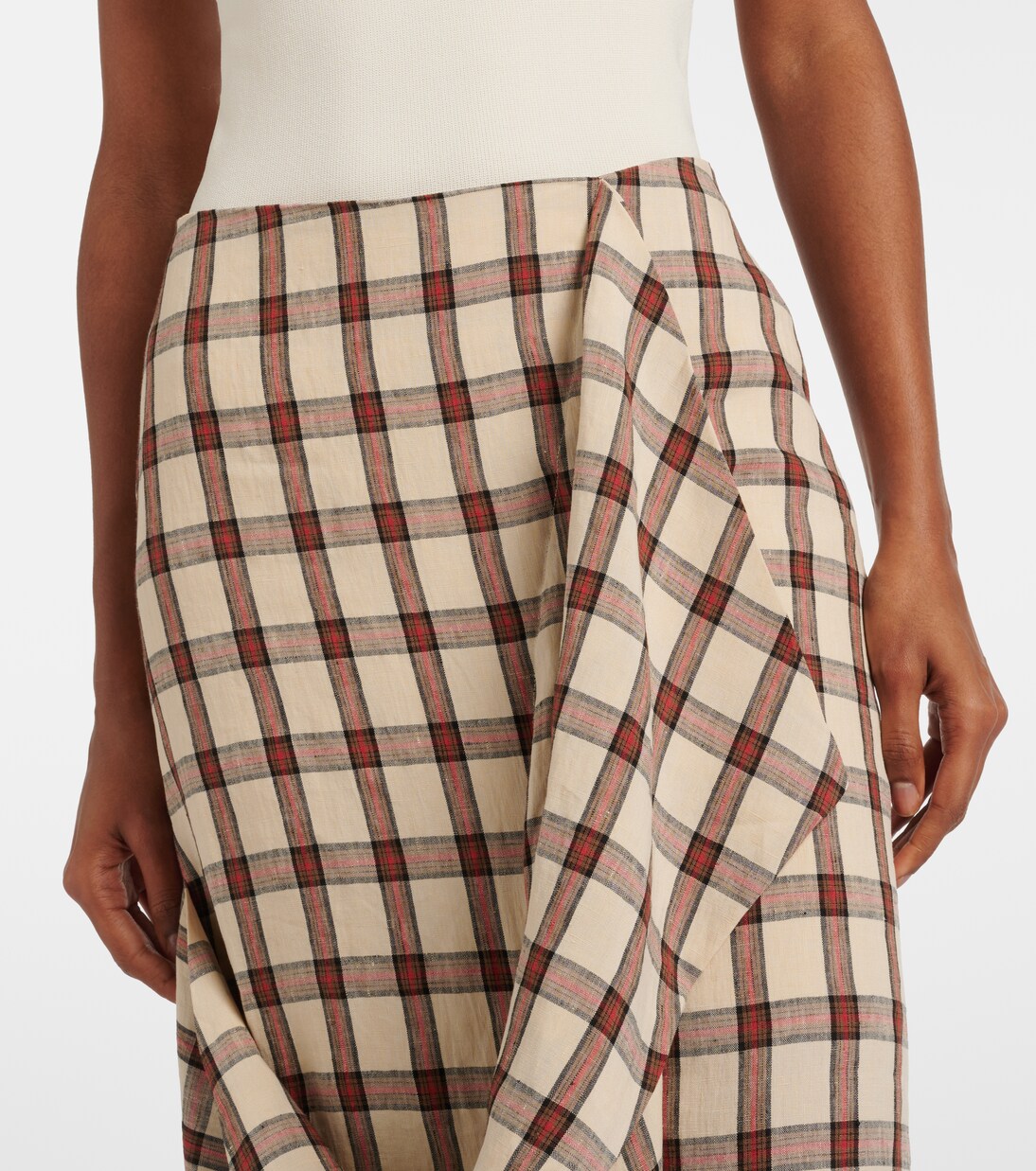 Checked linen midi skirt | Róhe