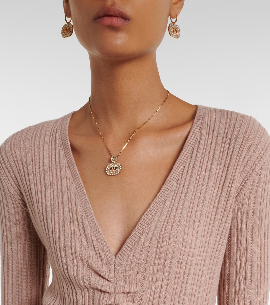 Gathered lace-trimmed cashmere sweater  | Valentino