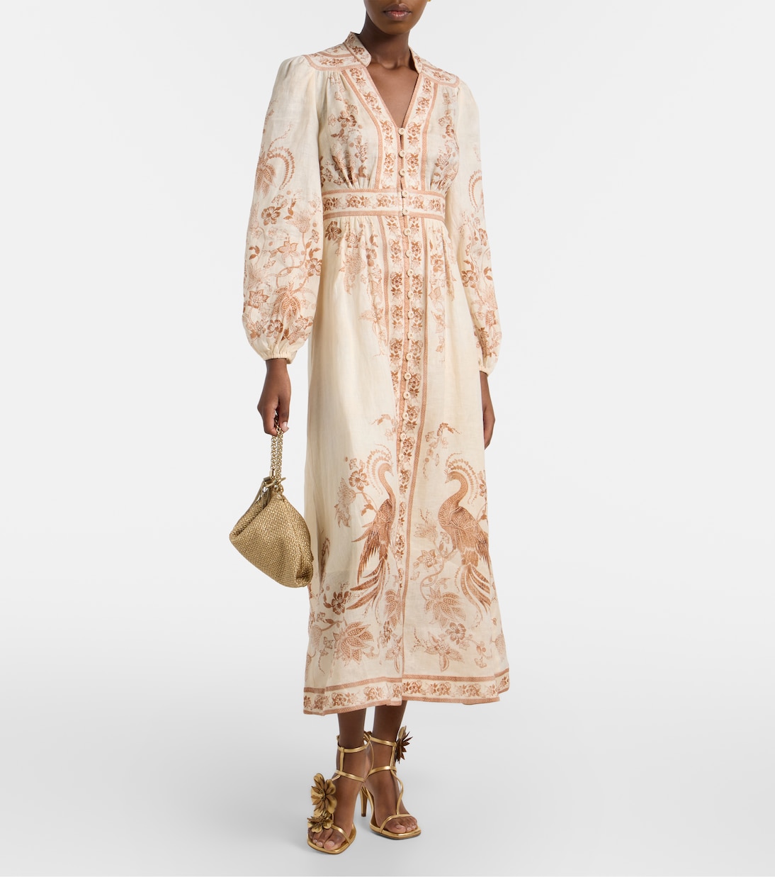 Indra floral linen midi dress | Zimmermann