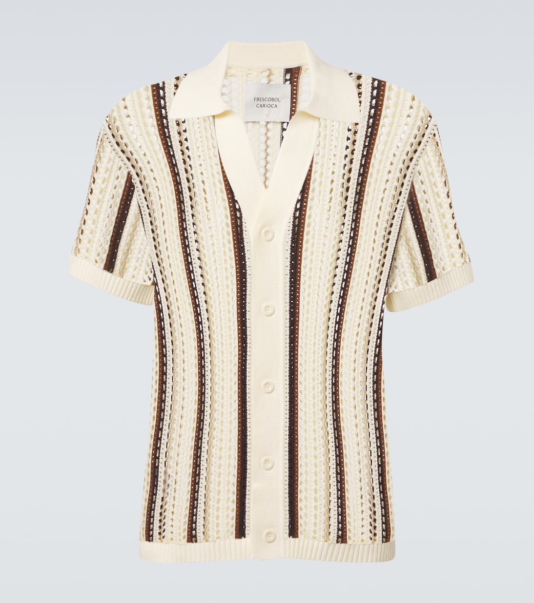 Pinto crochet striped cotton shirt | Frescobol Carioca