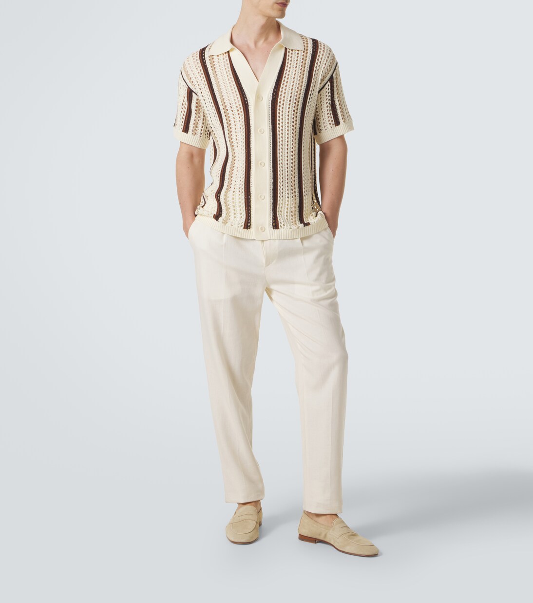 Pinto crochet striped cotton shirt | Frescobol Carioca