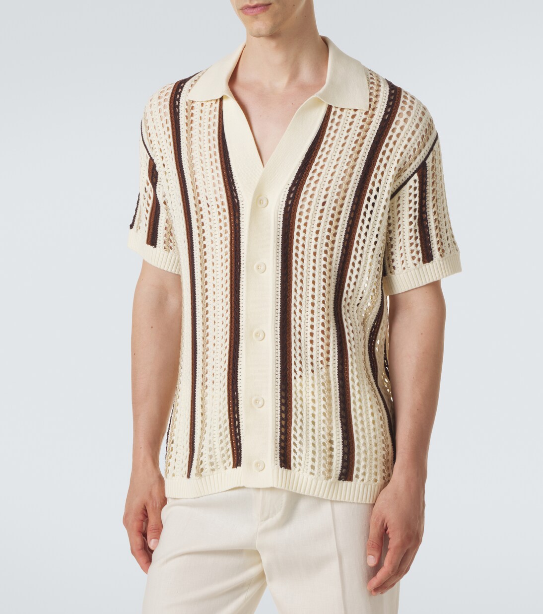 Pinto crochet striped cotton shirt | Frescobol Carioca