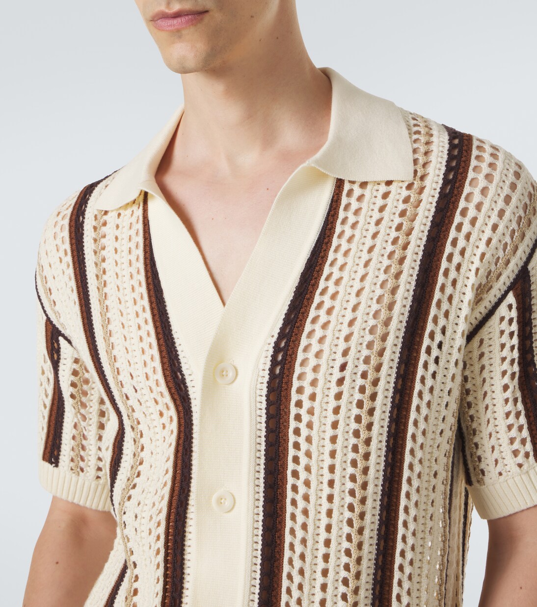 Pinto crochet striped cotton shirt | Frescobol Carioca