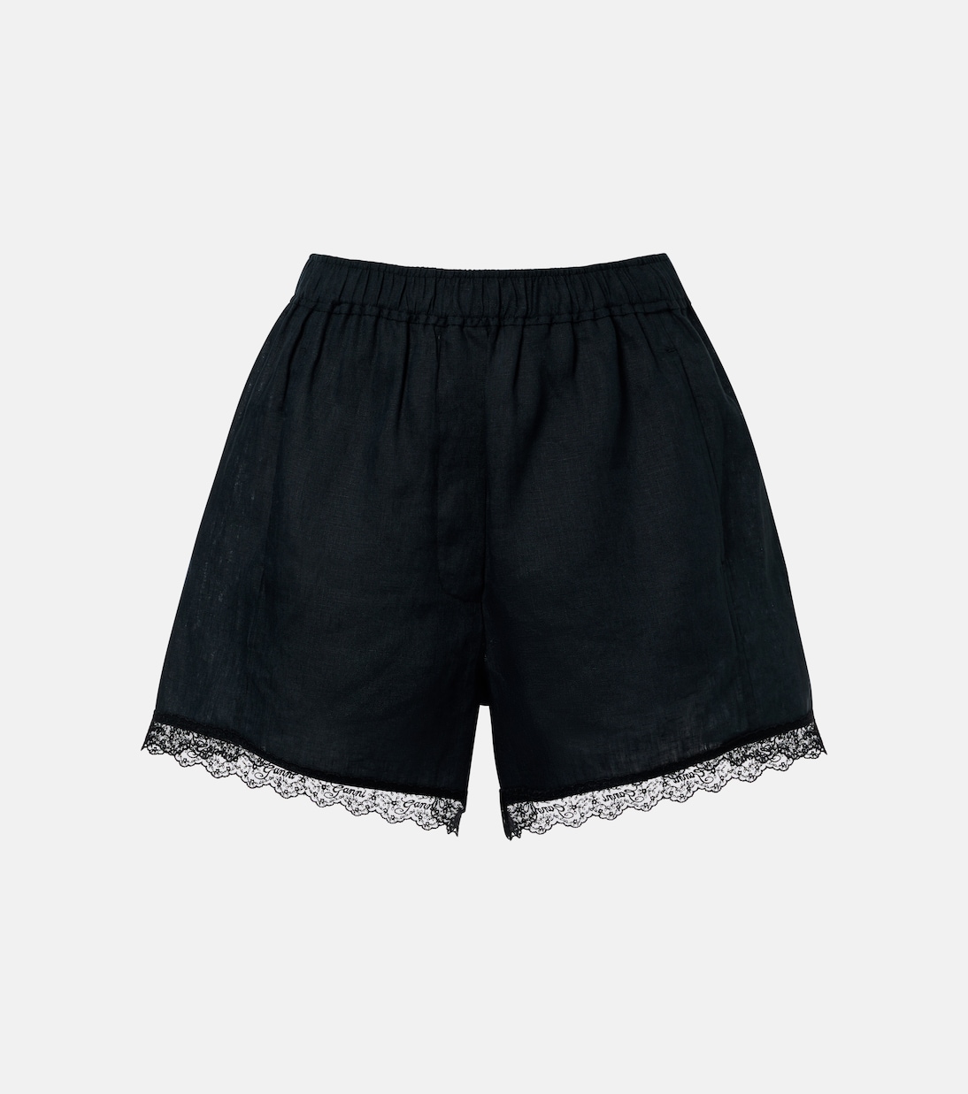 Lace-trimmed linen shorts | Ganni