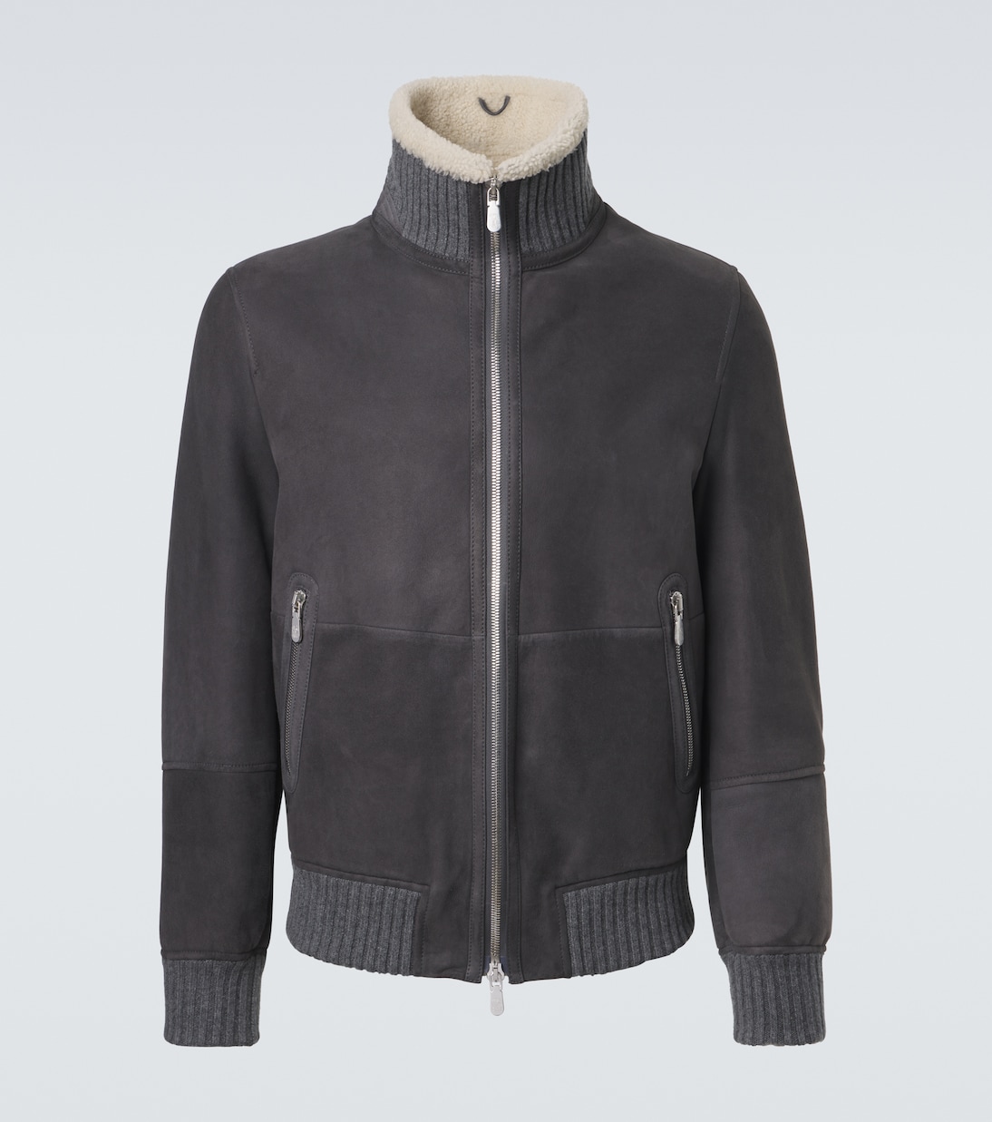 Cashmere-trimmed shearling blouson jacket | Brunello Cucinelli