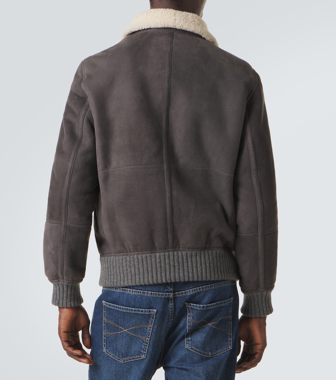 Cashmere-trimmed shearling blouson jacket | Brunello Cucinelli