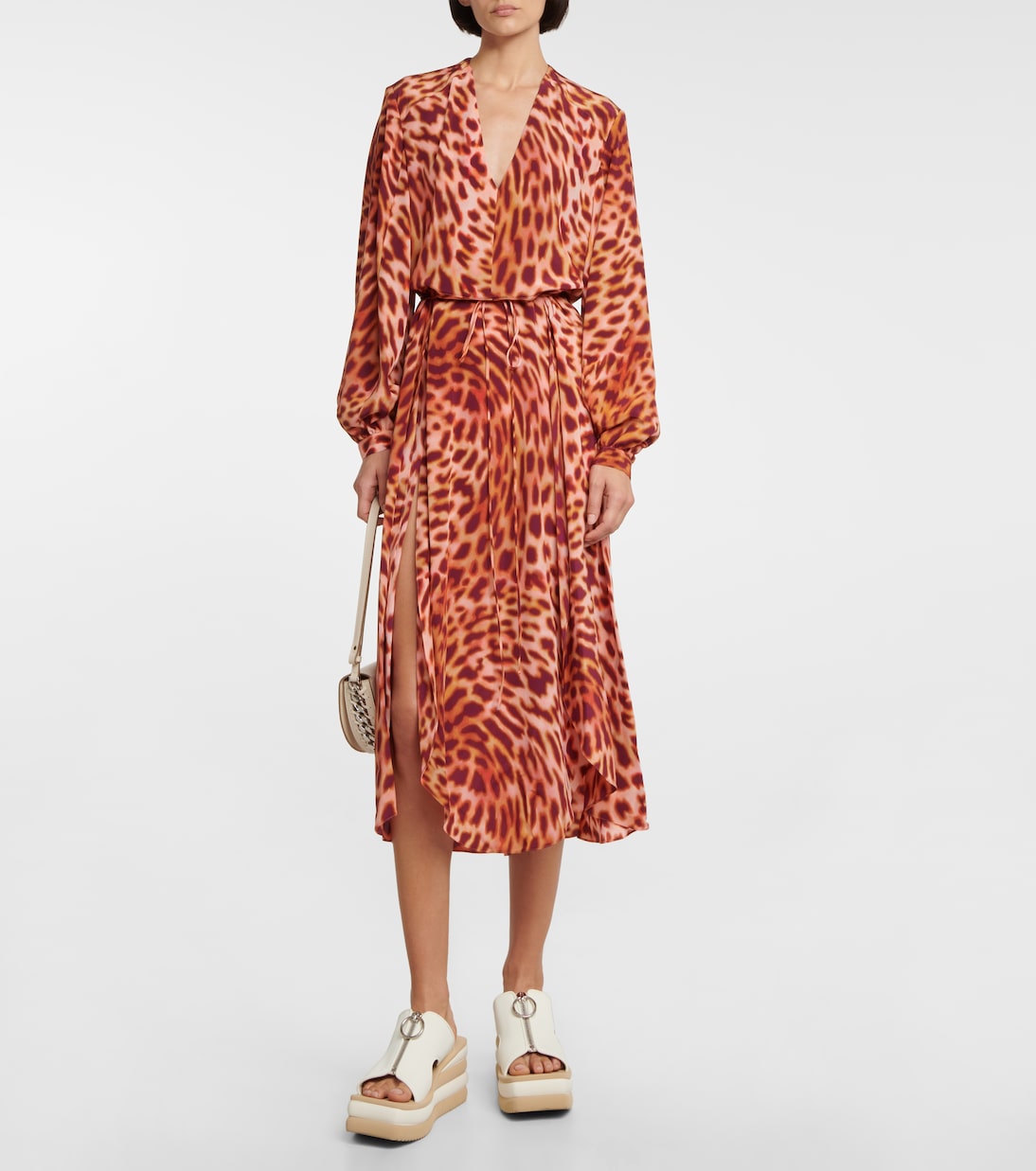 Robe longue en soie à motif guépard | Stella McCartney