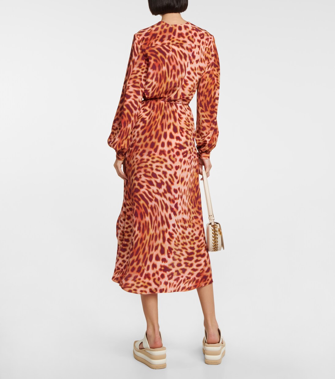 Robe longue en soie à motif guépard | Stella McCartney