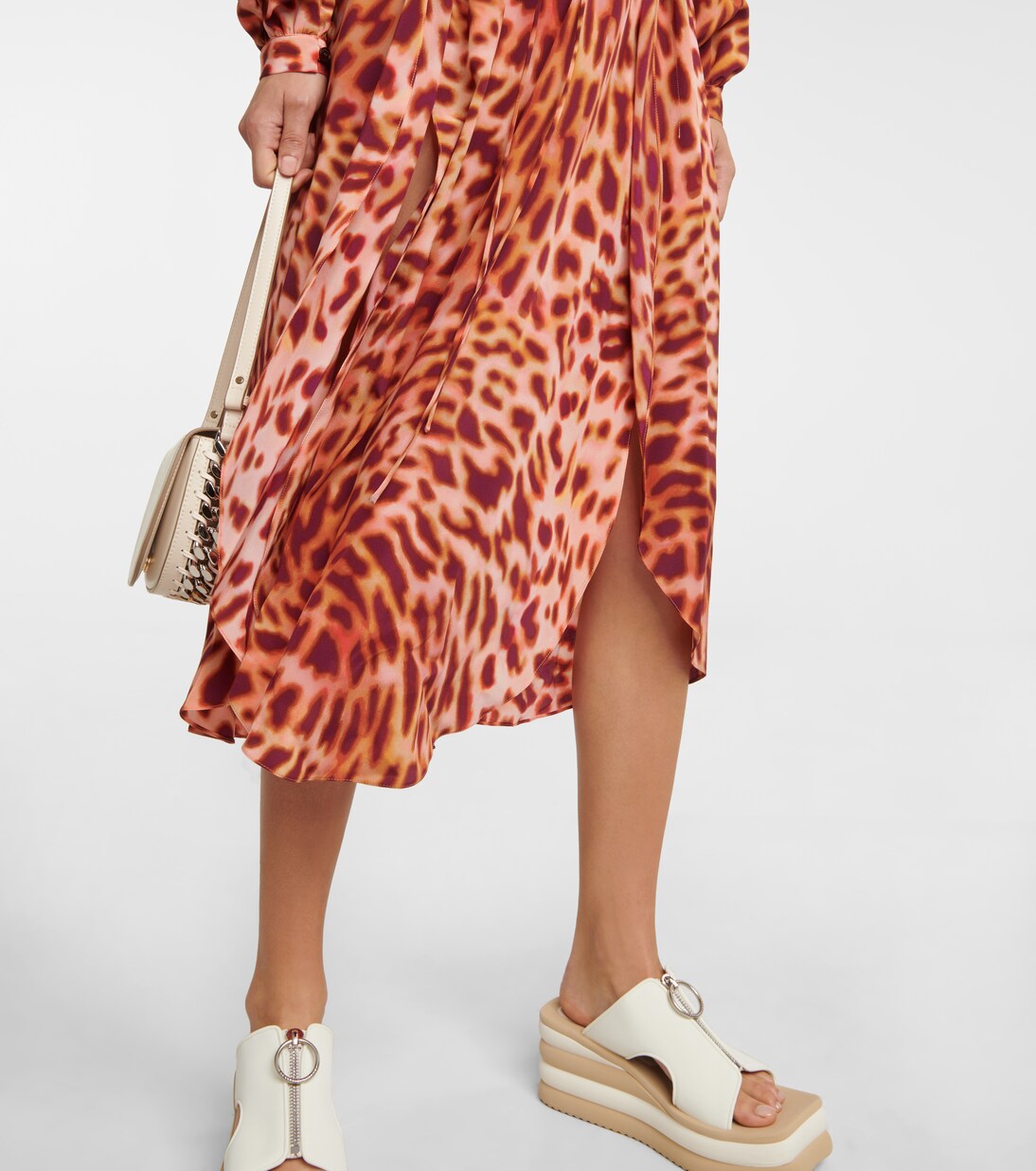 Robe longue en soie à motif guépard | Stella McCartney