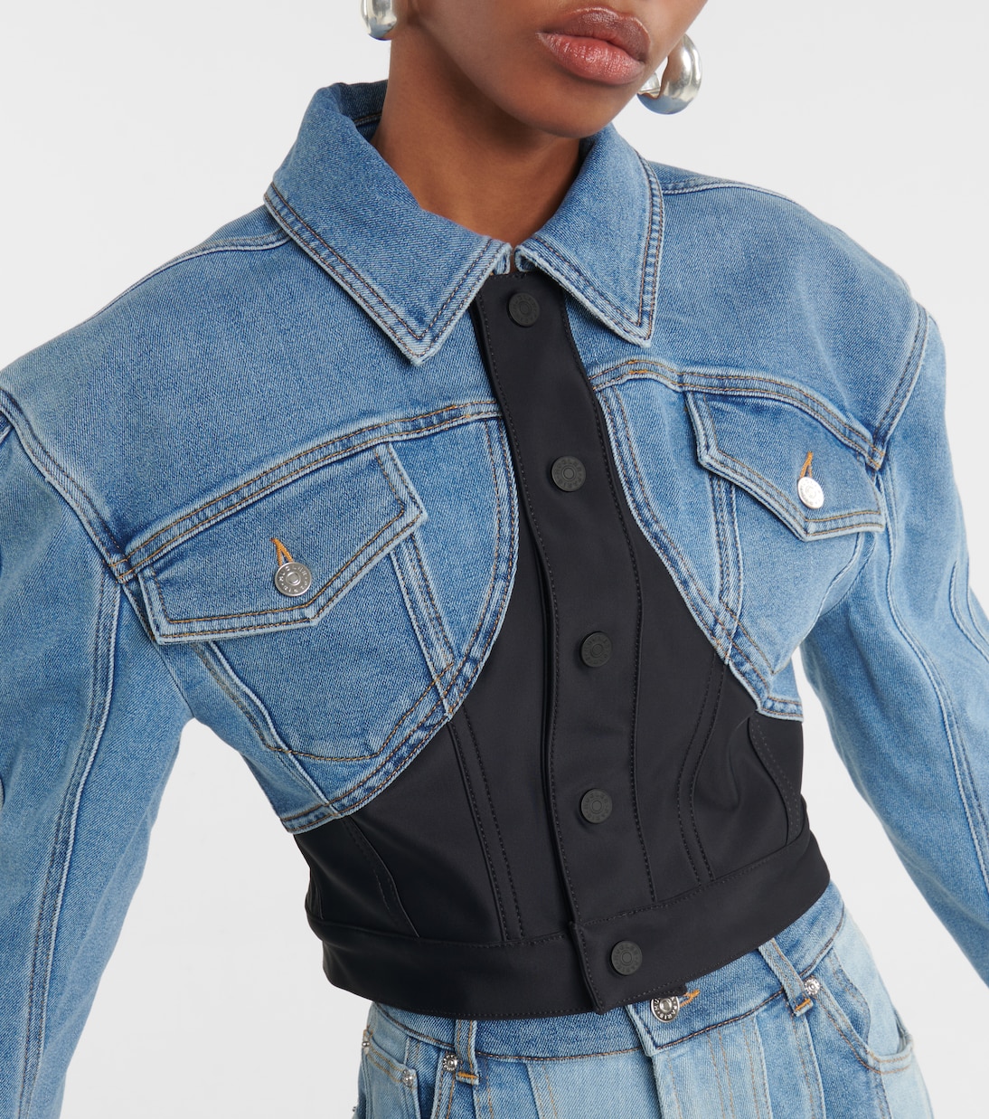 Cropped-Jacke mit Denim | Mugler