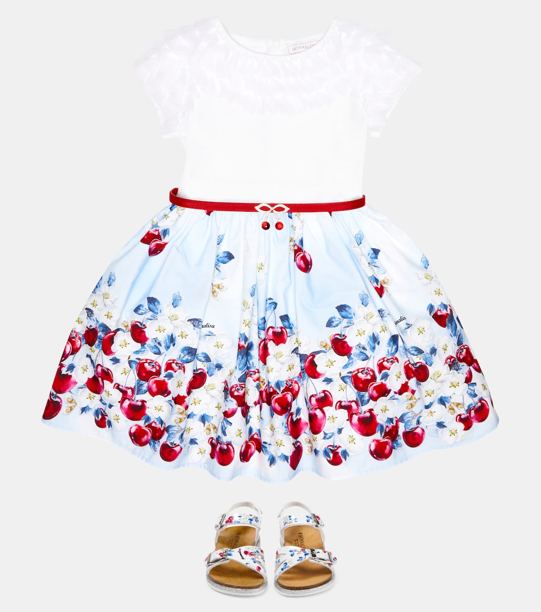 Printed cotton and tulle dress | Monnalisa