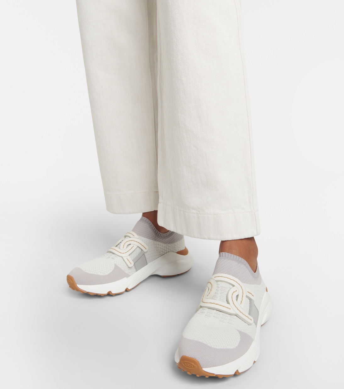 Leather-trimmed knit sneakers | Tod's