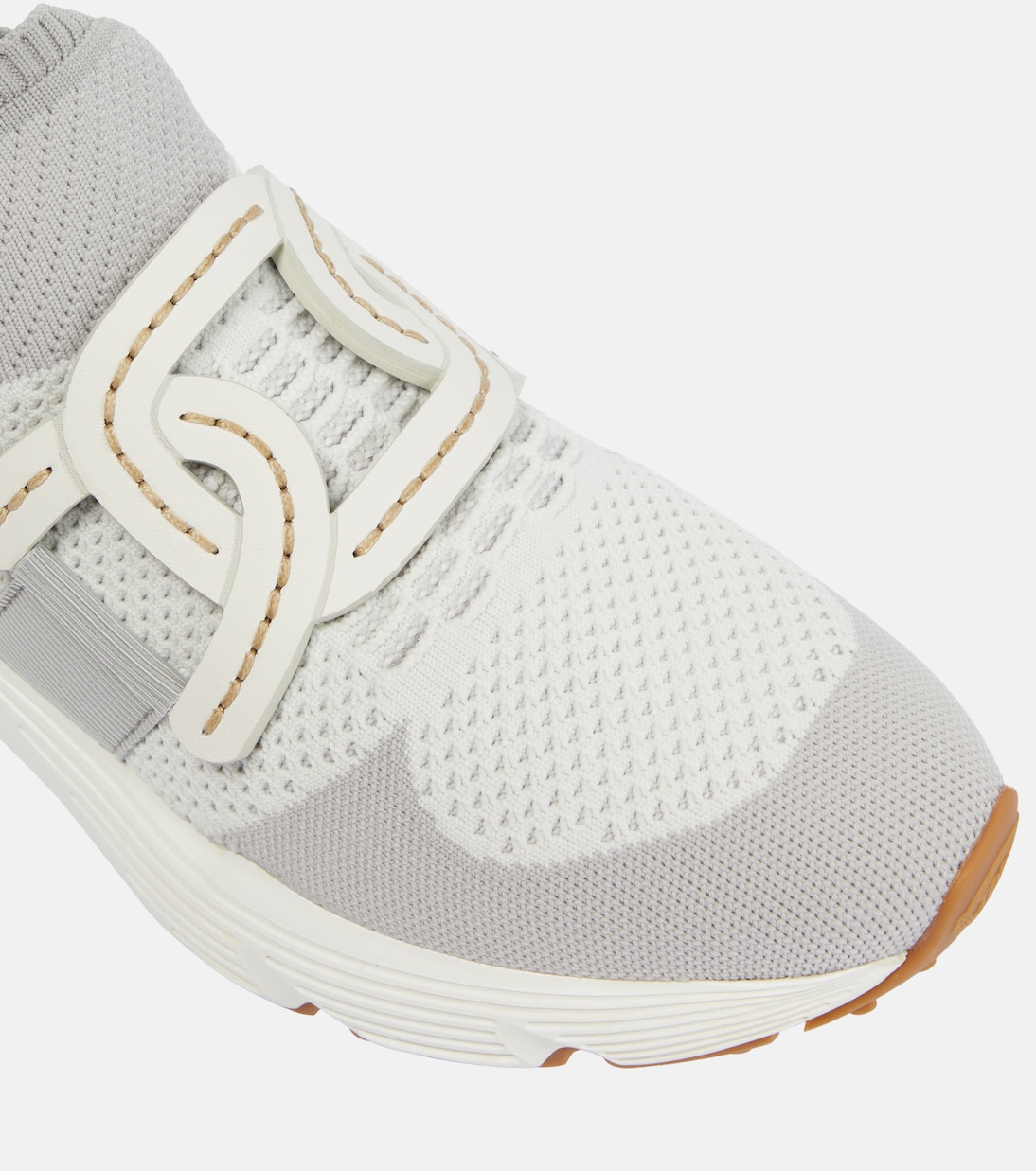 Leather-trimmed knit sneakers | Tod's