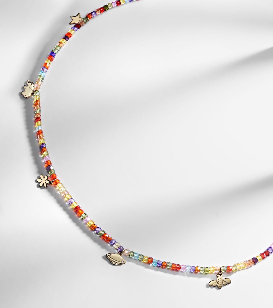 14kt gold beaded charm necklace with zircon | Sydney Evan