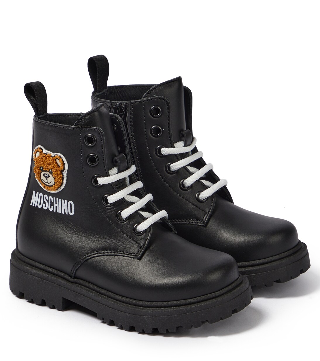 Teddy leather lace-up boots | Moschino Kids