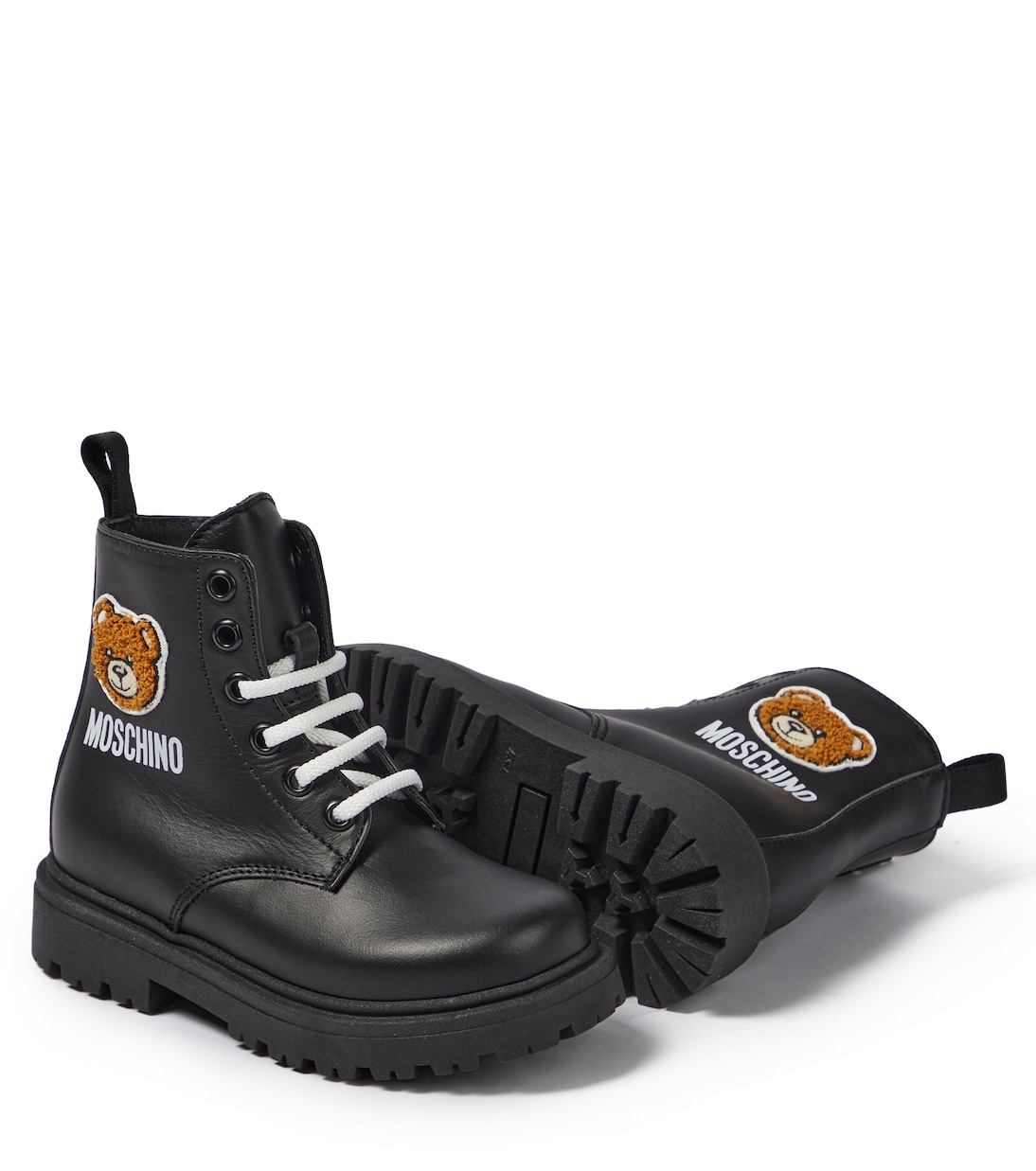Teddy leather lace-up boots | Moschino Kids