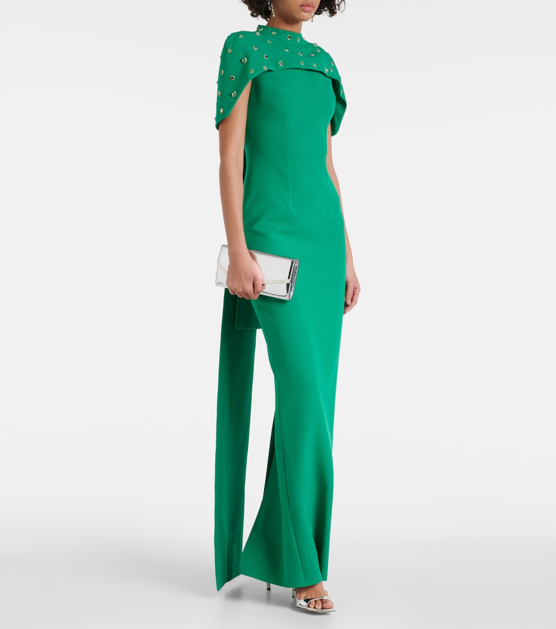 Robe longue Kalika en crêpe à ornements | Safiyaa