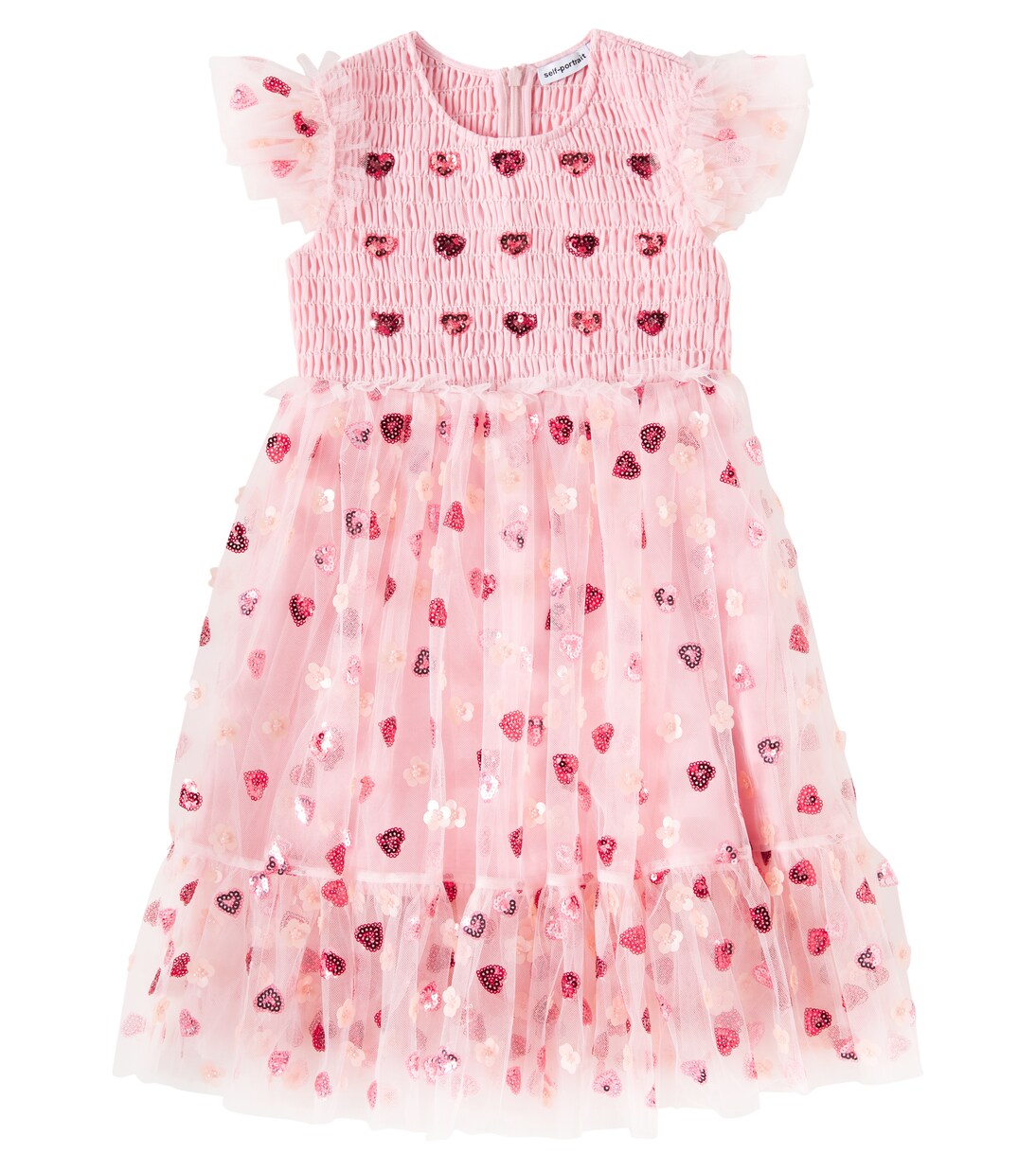 Sequined shirred mesh dress | Self-Portrait Kids