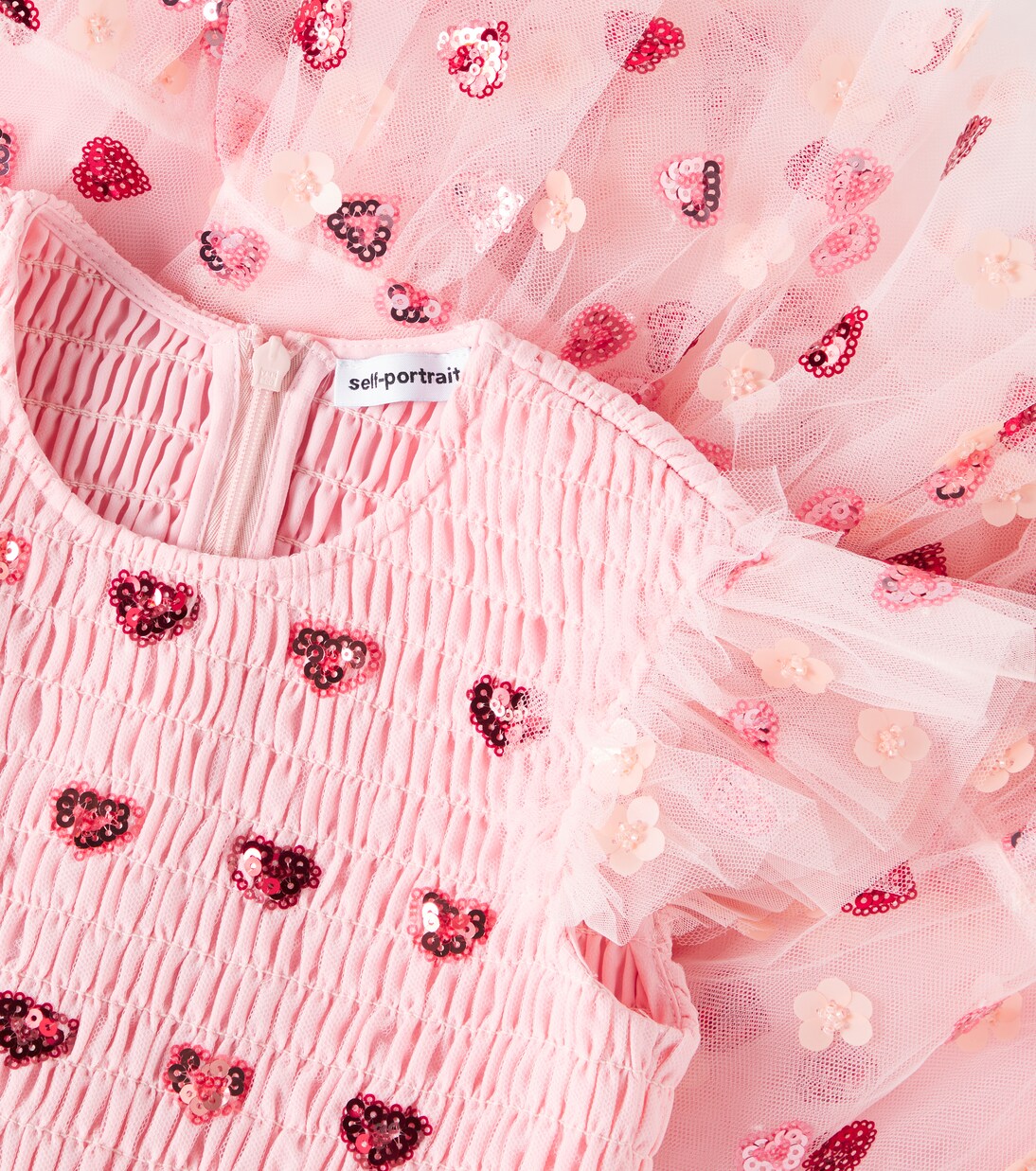 Sequined shirred mesh dress | Self-Portrait Kids