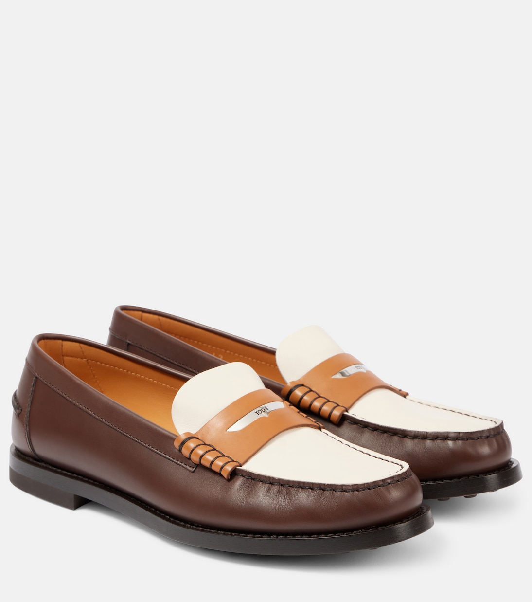 Colorblocked leather penny loafers | Tod's