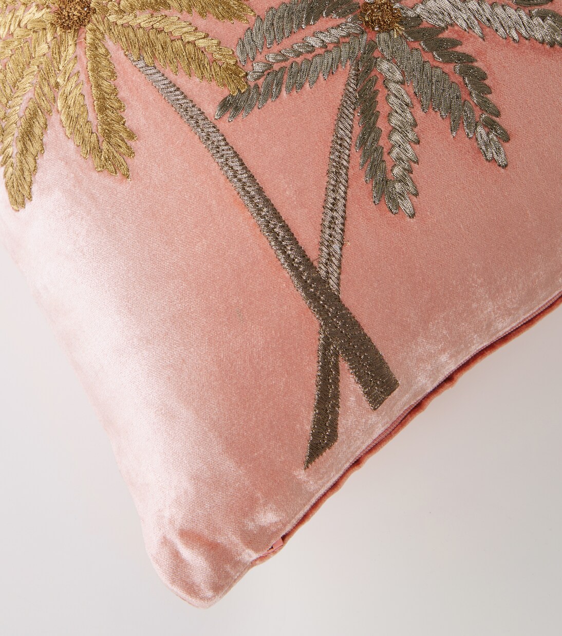 Palms embroidered velvet cushion | Les-Ottomans
