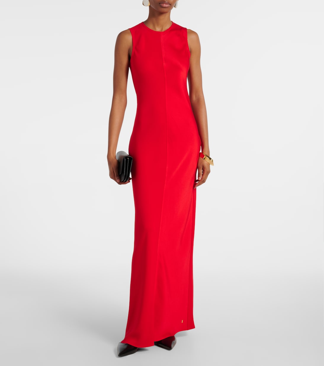 Paneled satin maxi dress | Ami Paris