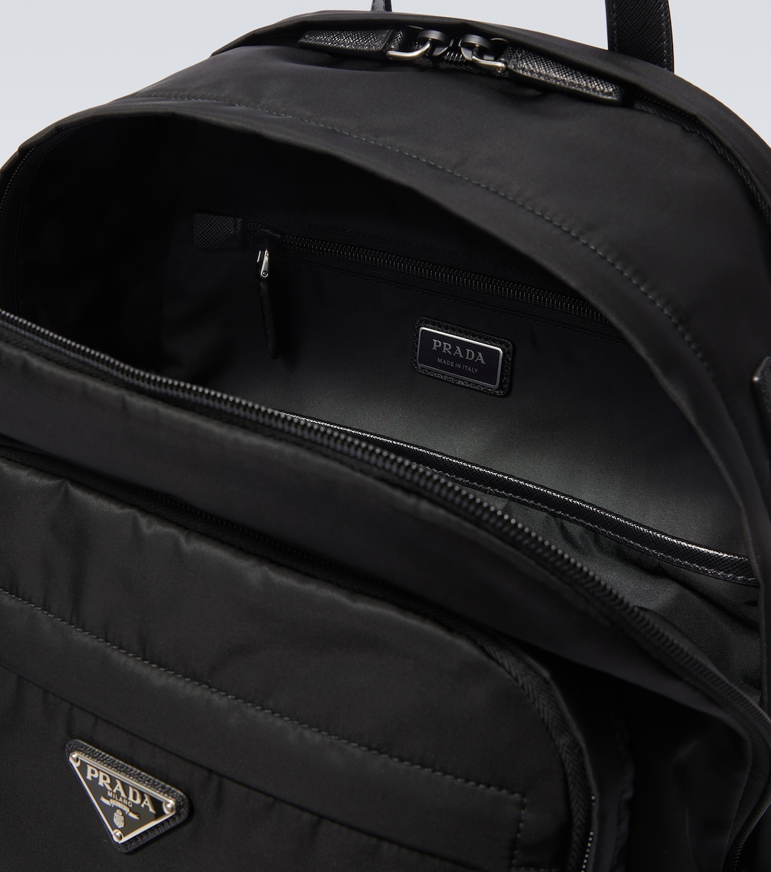 Re-Nylon leather-trimmed backpack | Prada