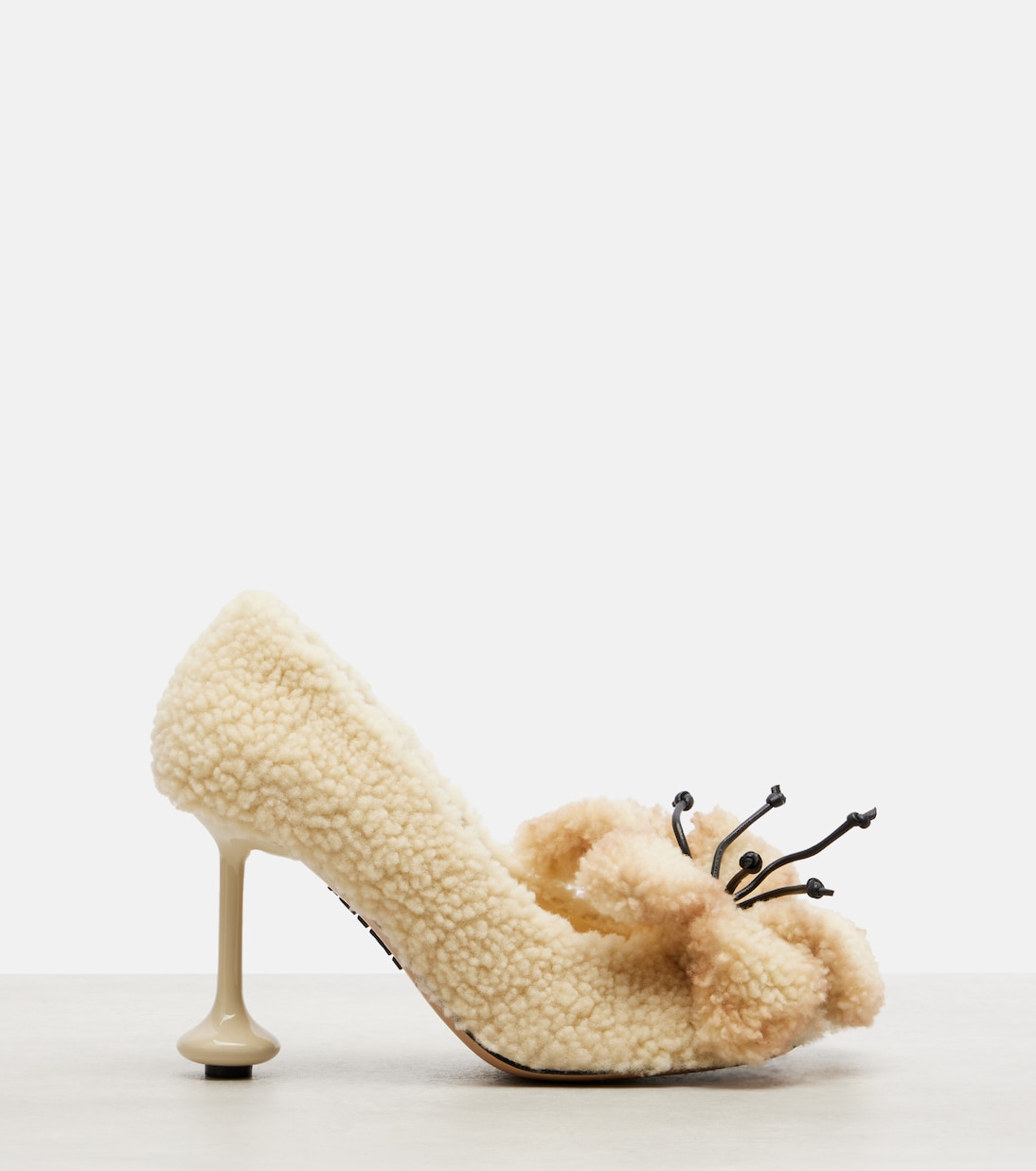 Toy floral-appliqué shearling pumps | Loewe