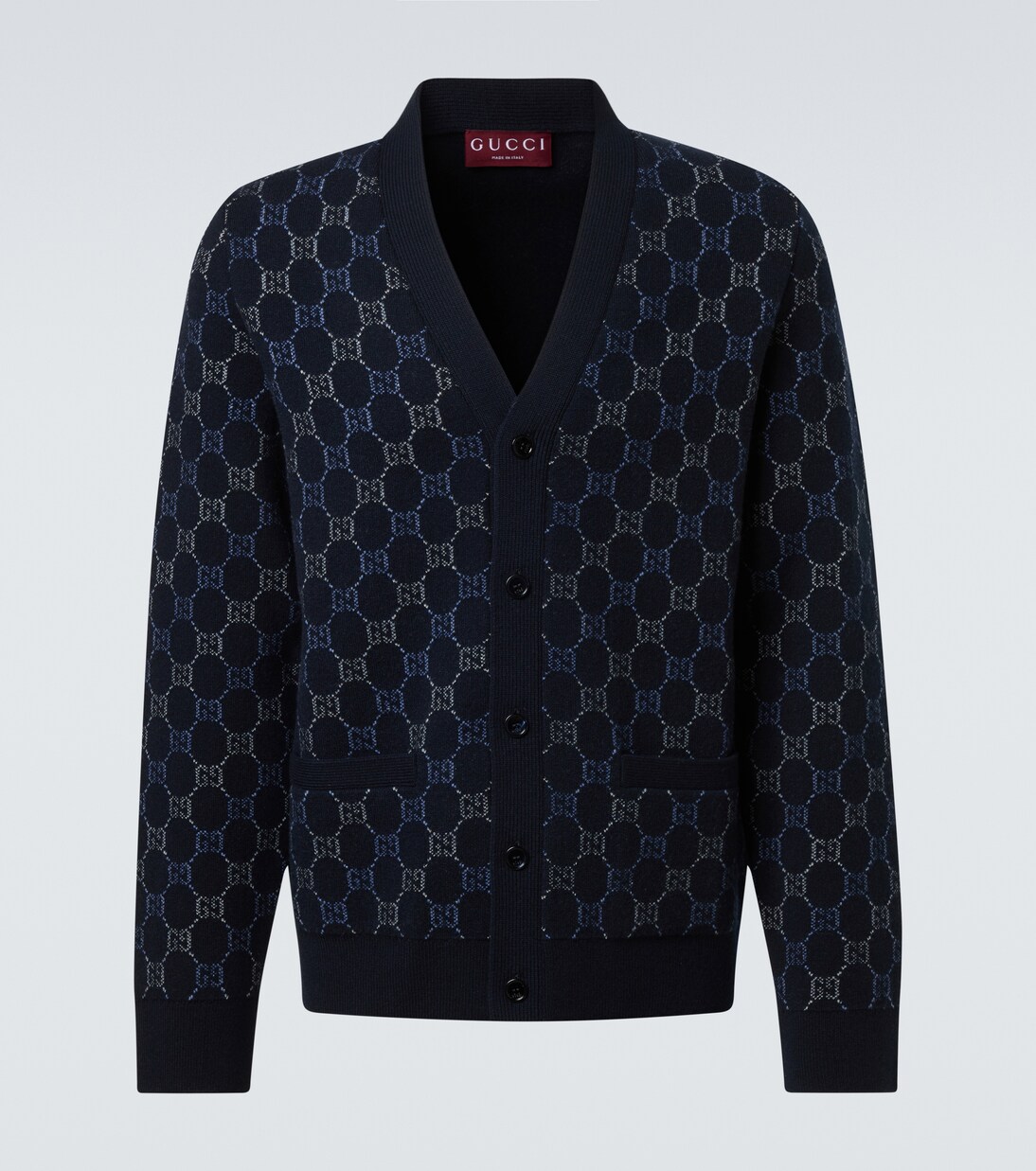 Cardigan in jacquard di lana e cashmere GG | Gucci