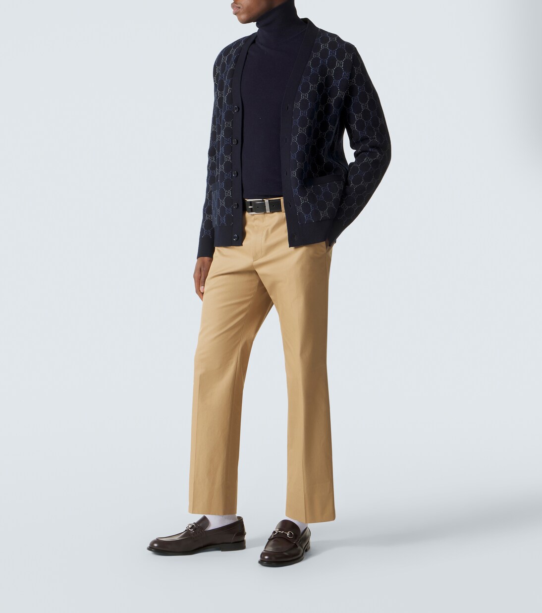 Cardigan in jacquard di lana e cashmere GG | Gucci