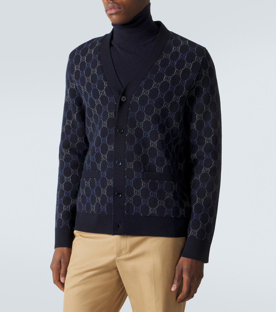 Cardigan in jacquard di lana e cashmere GG | Gucci