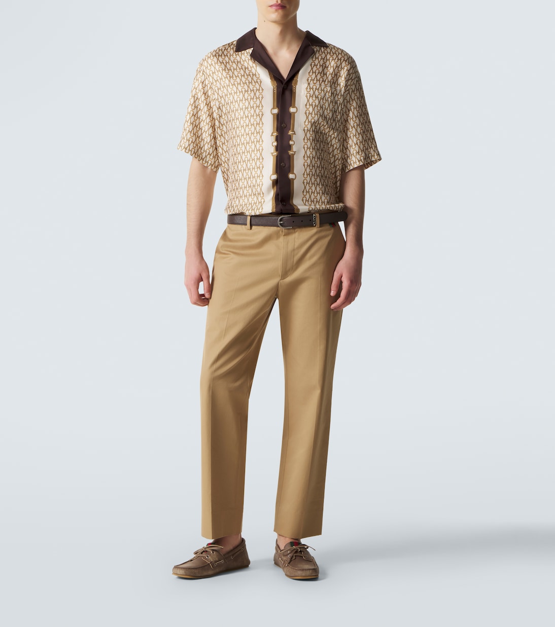 Web Stripe leather boat shoes | Gucci