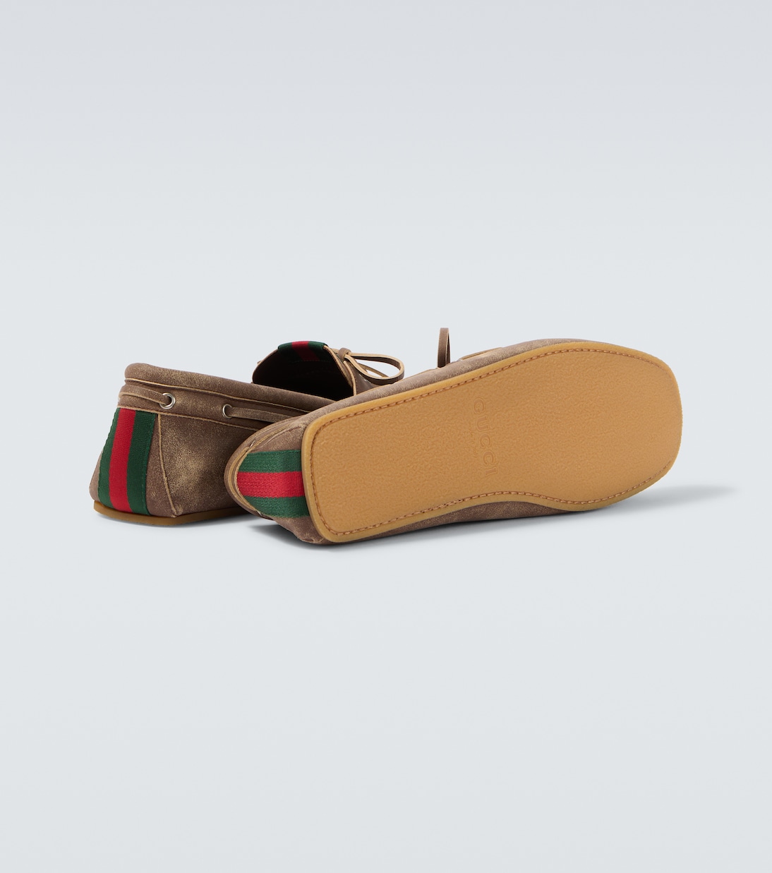 Web Stripe leather boat shoes | Gucci