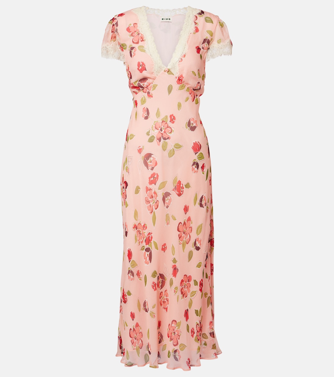 Clarice floral lace-trimmed midi dress | Rixo