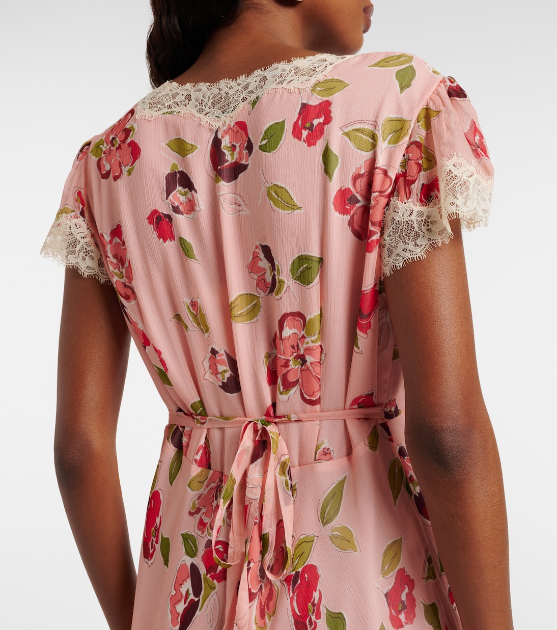 Clarice floral lace-trimmed midi dress | Rixo