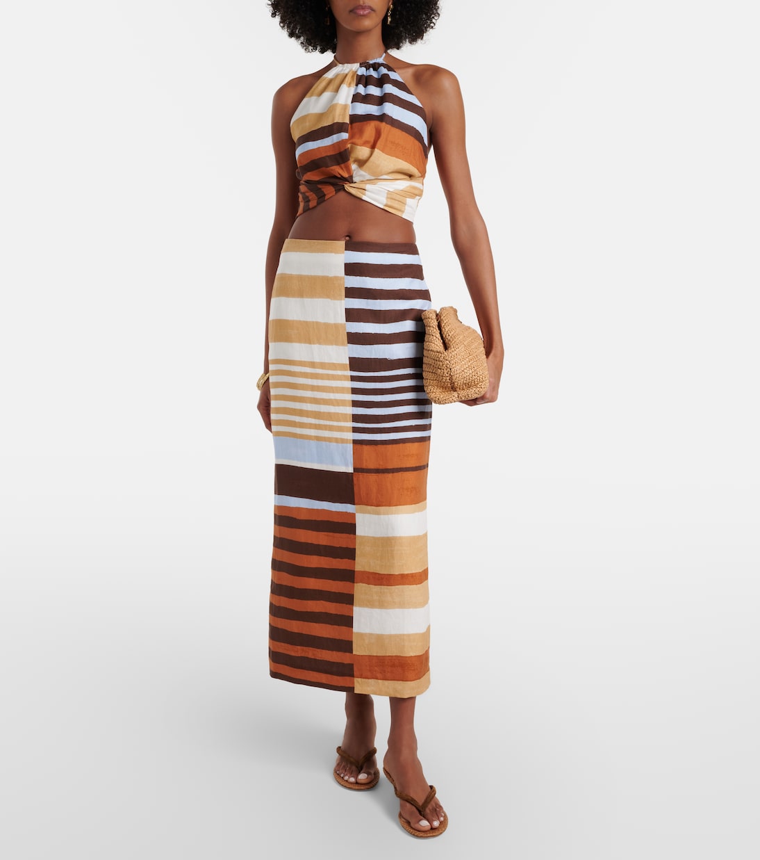 Lodi striped linen crop top | Cala de la Cruz