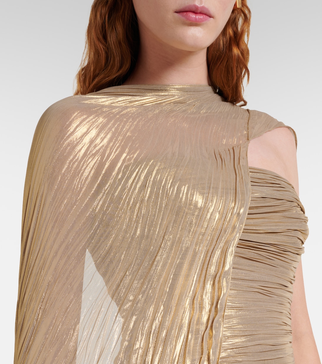 Pleated caped gown | Marmar Halim