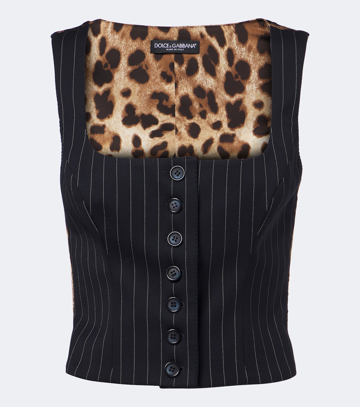 Pinstriped wool-blend vest