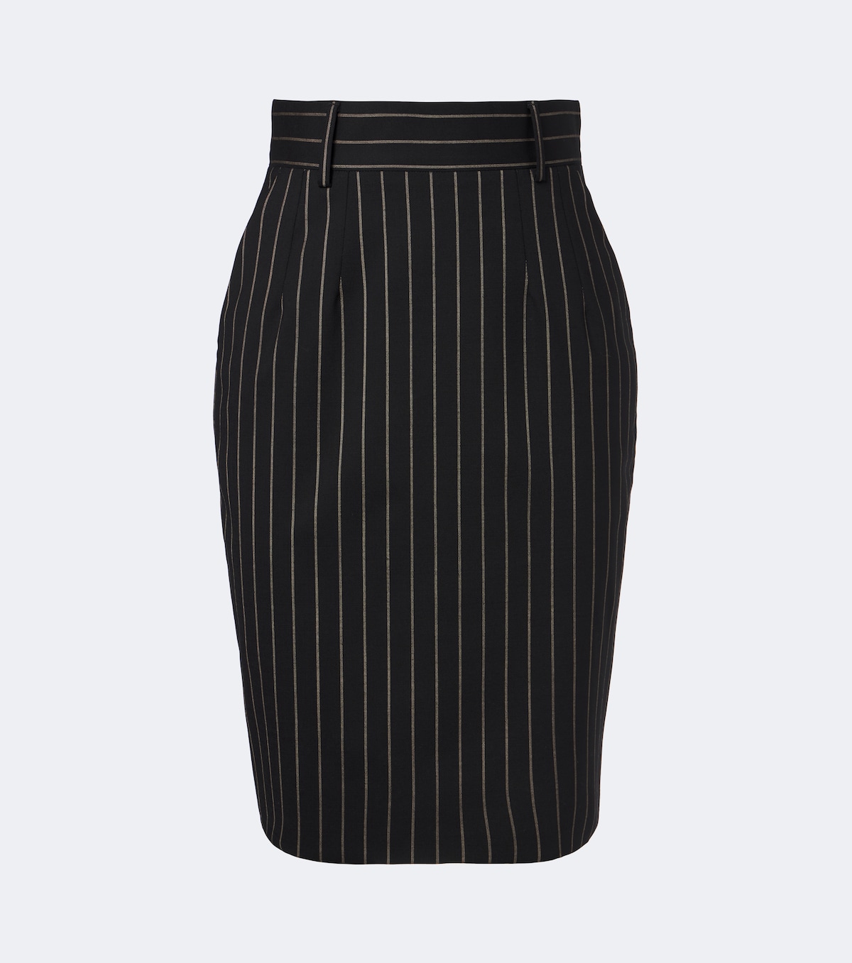 Pinstriped wool pencil skirt